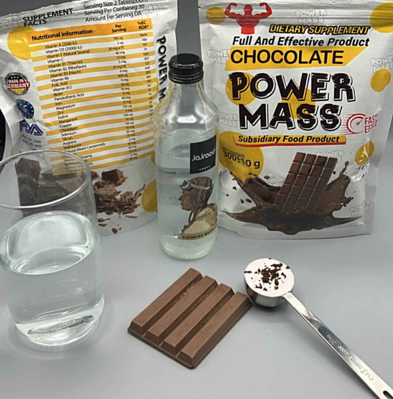 پودر افزایش وزن شکلاتی پاور مس(عضله ساز ، ویتامینه)